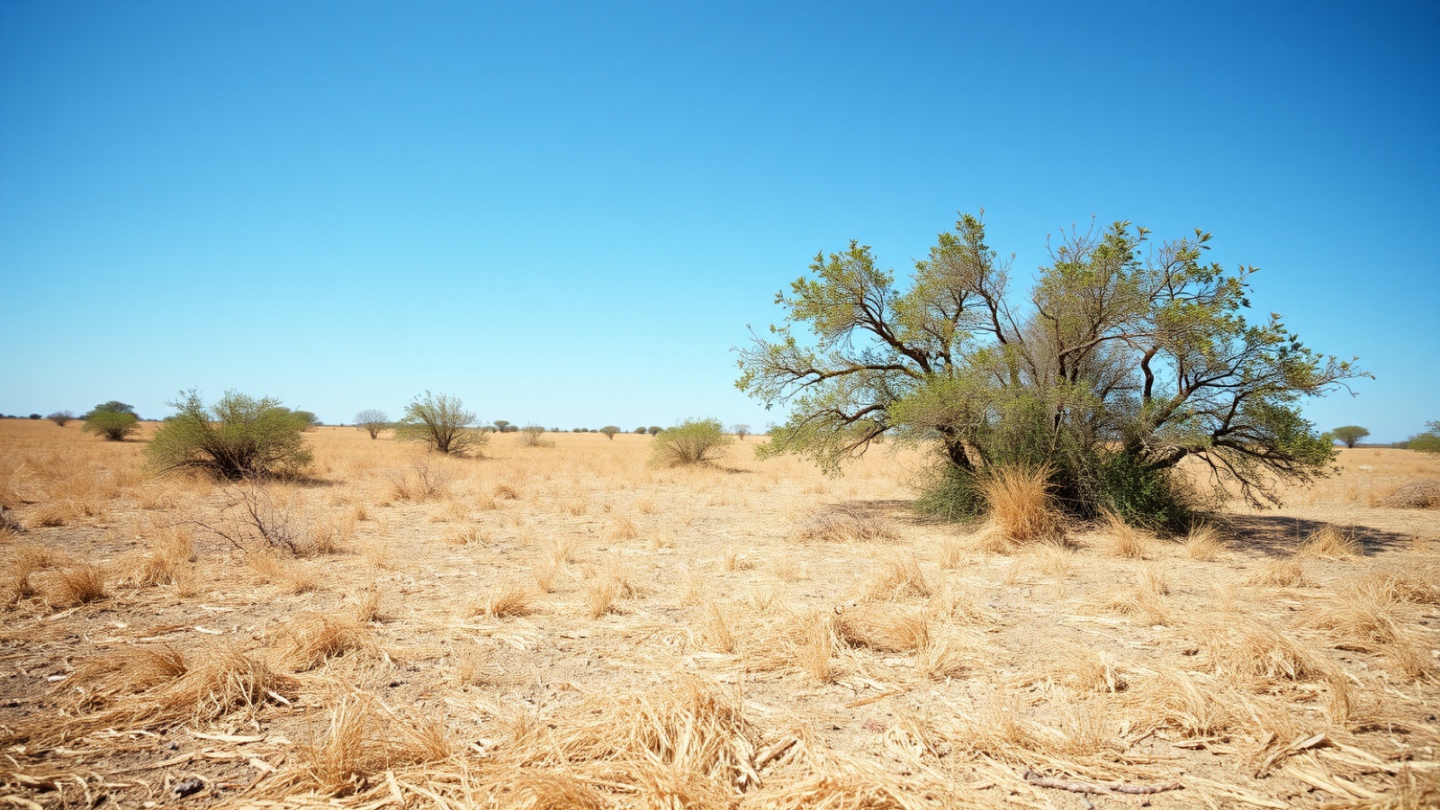 An empty plot of land in Curaao under a clear blue sky