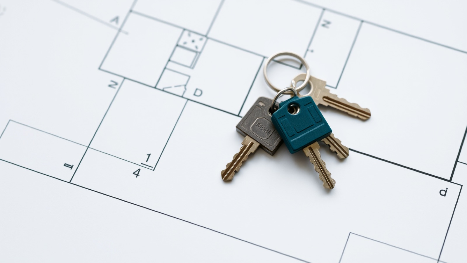 Huissleutels op een plattegrond