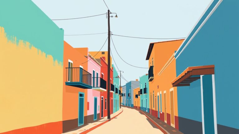 Kleurrijke historische koloniale gebouwen langs een straat op Curaçao